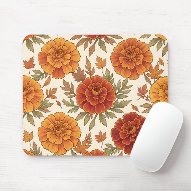Tapis De Souris Motif de fleur de souci d'automne (Avec souris)