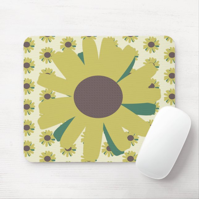 Tapis De Souris Motif de fleur de tournesol simple jaune (Avec souris)