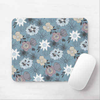 Tapis De Souris Motif de Fleur Delicate élégant en bleu et Rose