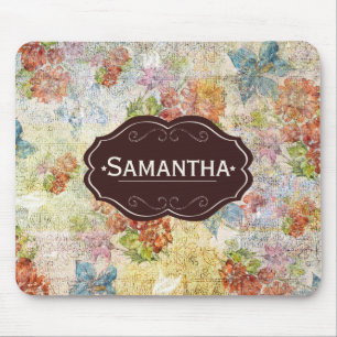 Tapis De Souris Motif de fleur en détresse personnalisé vintage