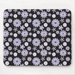 Tapis De Souris Motif de fleurs Abstrait bleu foncé