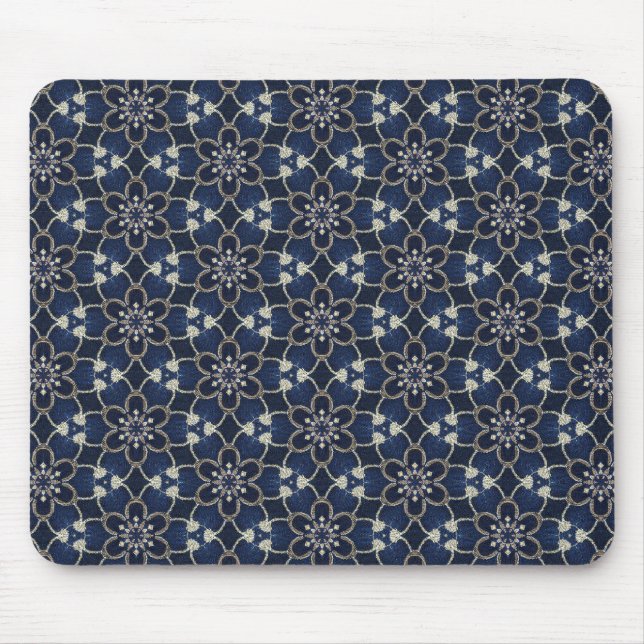 Tapis De Souris Motif de fleurs bleu minuit (Devant)