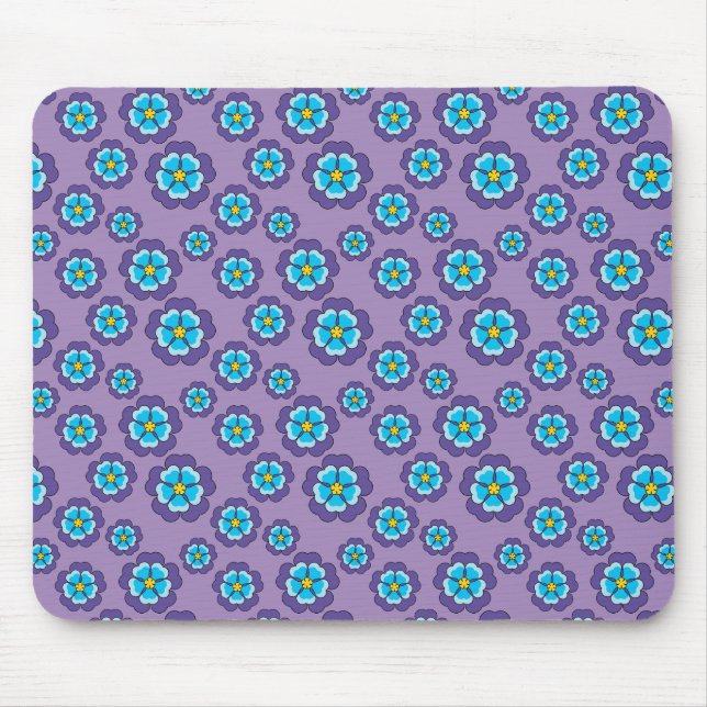 Tapis De Souris Motif de fleurs bleu violet (Devant)