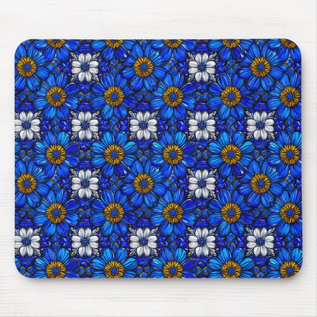 Tapis De Souris Motif de fleurs bleues (Devant)