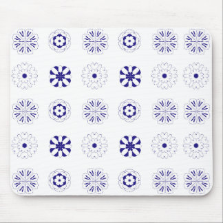 Tapis De Souris Motif de fleurs de ligne bleue