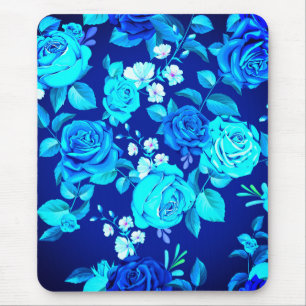 Tapis De Souris Motif de fleurs de rose bleue classique-87600