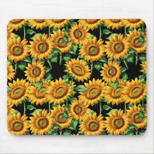 Tapis De Souris Motif de fleurs de tournesol noir