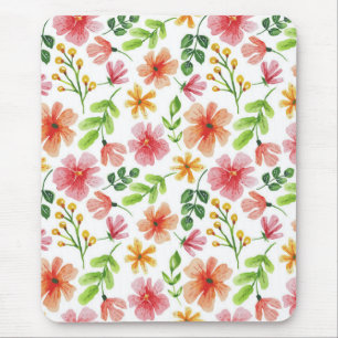 Tapis De Souris Motif de fleurs roses à l'aquarelle