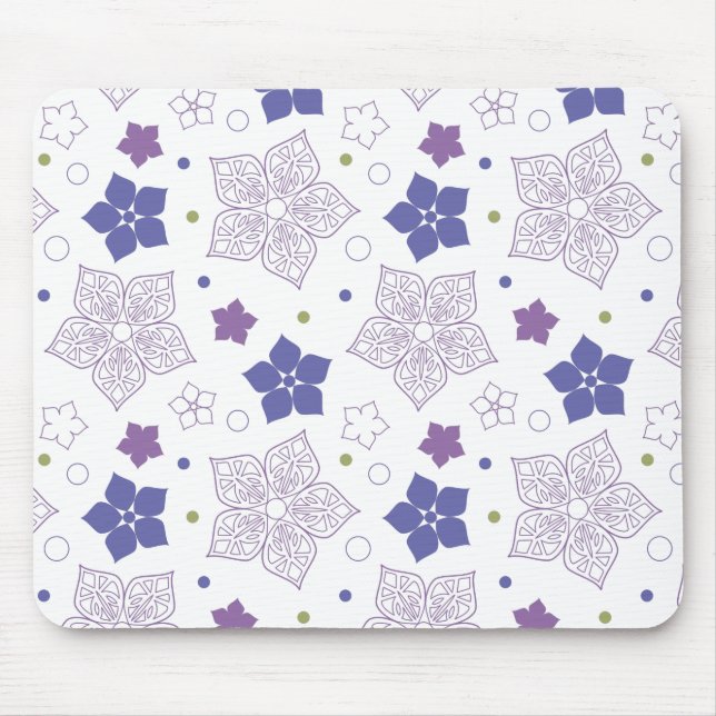 Tapis De Souris Motif de fleurs violet et vert (Devant)