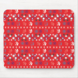 Tapis De Souris Motif de flocon de neige moderne Red Christmas