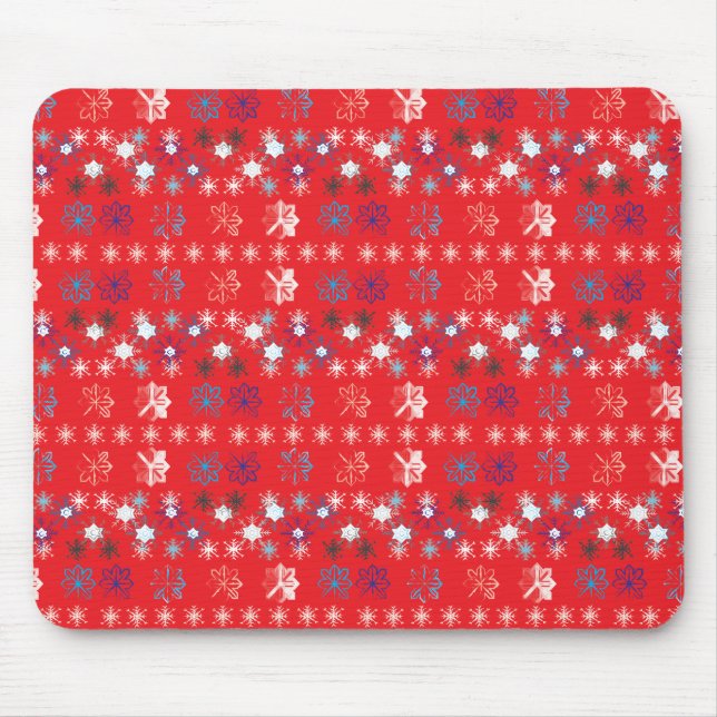Tapis De Souris Motif de flocon de neige moderne Red Christmas (Devant)