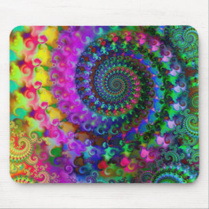 Tapis De Souris Motif de fractale d'arc-en-ciel de hippie