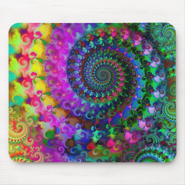 Tapis De Souris Motif de fractale d'arc-en-ciel de hippie (Devant)