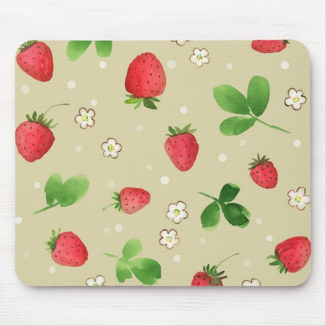 Tapis De Souris Motif de fraises d'aquarelle (Devant)