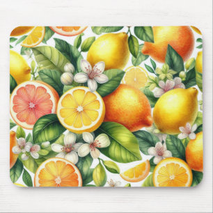 Tapis De Souris Motif de fruits d'agrumes à l'aquarelle