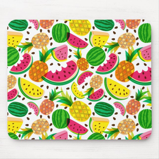 Tapis De Souris Motif de fruits tropicaux rouges et jaunes (Devant)