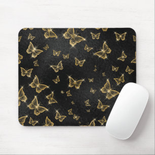 Tapis De Souris Motif de glam or et papillons noirs