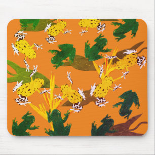Tapis De Souris Motif de grenouilles jaunes vertes