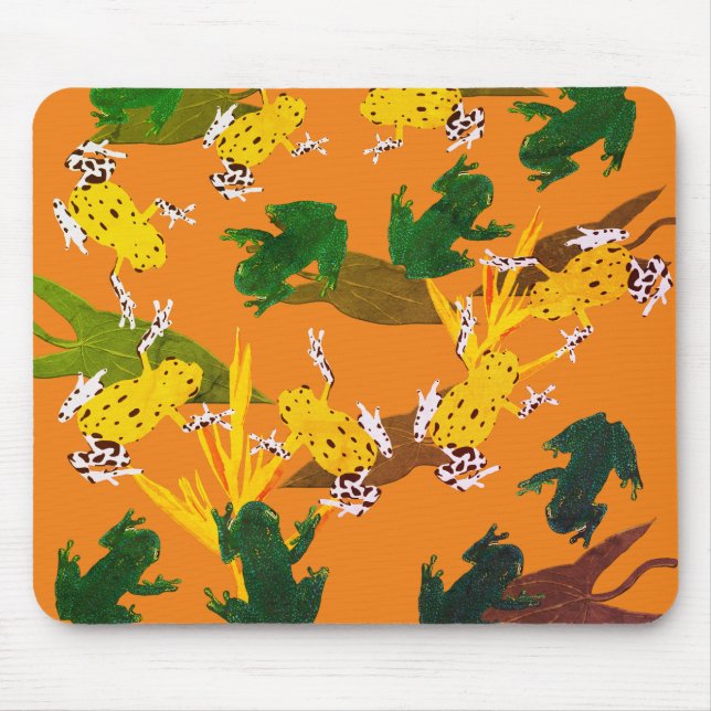 Tapis De Souris Motif de grenouilles jaunes vertes (Devant)