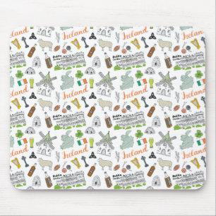 Tapis De Souris Motif de griffonnage de croquis de l'Irlande