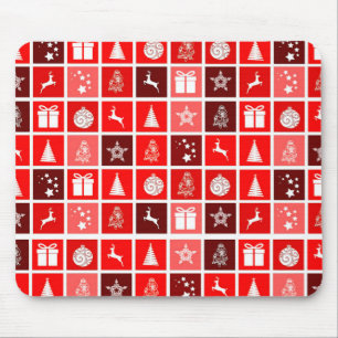 Tapis De Souris Motif de grille de Noël rouge moderne minimaliste