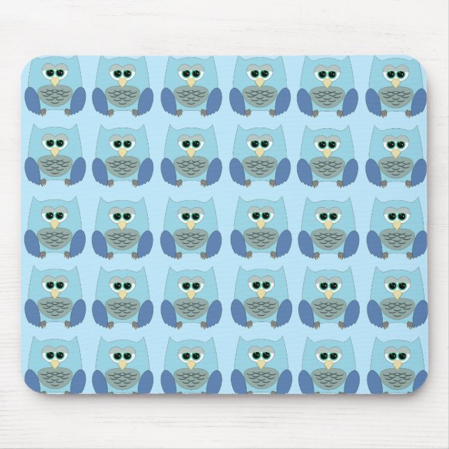Tapis De Souris Motif de hiboux bleus mignons (Devant)