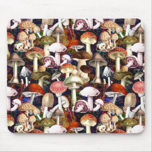 Tapis De Souris Motif de jardin de champignons marron mou
