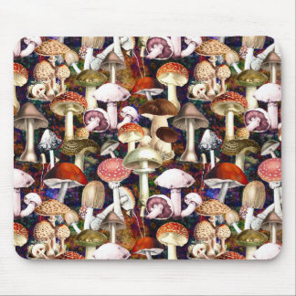 Tapis De Souris Motif de jardin de champignons marron mou