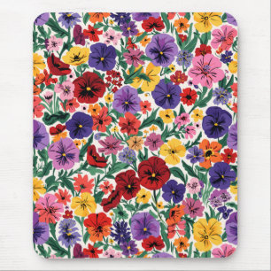 Tapis De Souris Motif de jardin floral de pensées printanières lum
