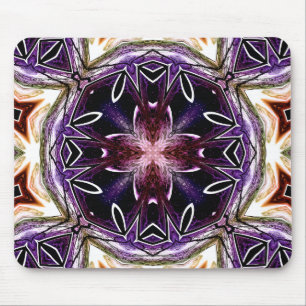 Tapis De Souris Motif de kaléidoscope cosmique violet et magenta