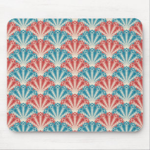 Tapis De Souris Motif de la queue de paon rouge et bleu