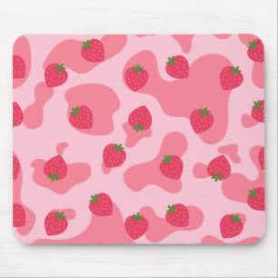 Tapis De Souris motif de la vache à fraise kawaii