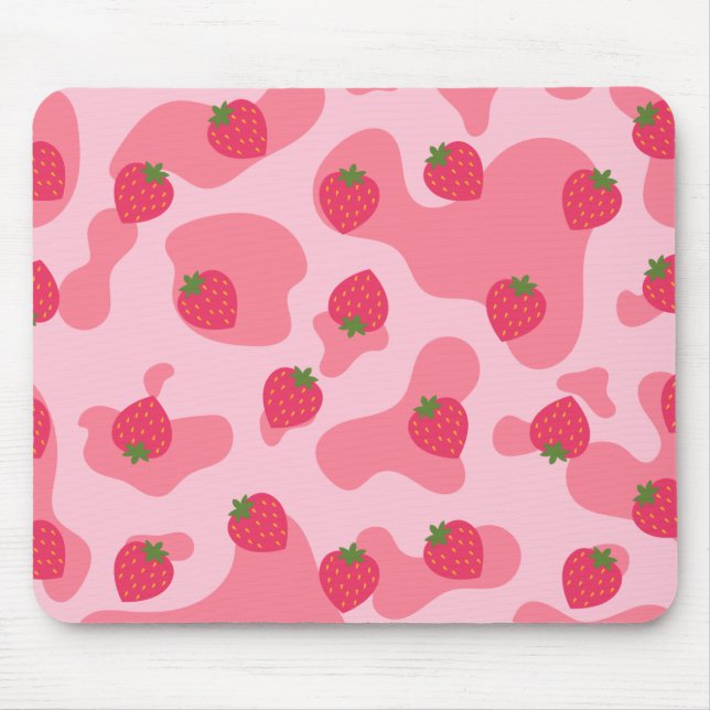 Tapis De Souris motif de la vache à fraise kawaii (Devant)