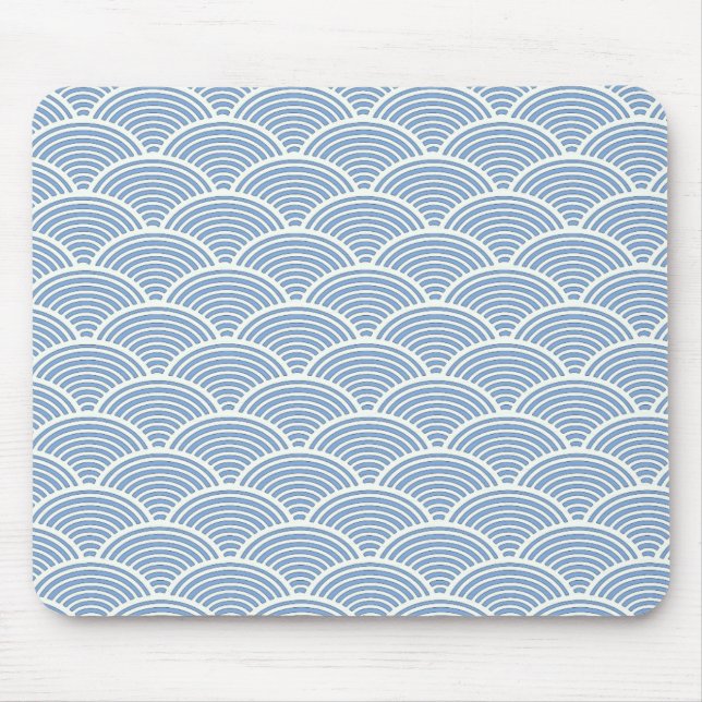 Tapis De Souris Motif de la vague japonaise en bleu et blanc (Devant)