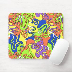 Tapis De Souris Motif de labyrinthe abstrait néon
