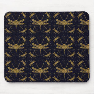 Tapis De Souris Motif de libellule d'or - sombre