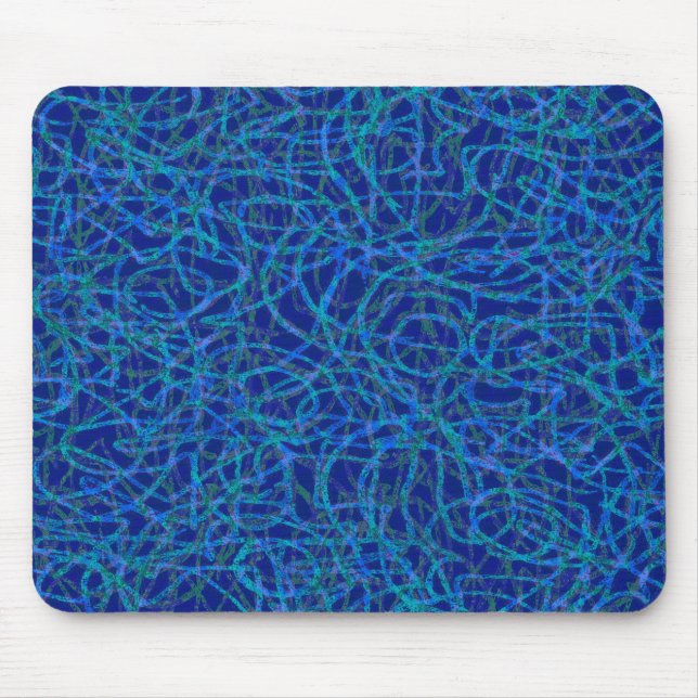Tapis De Souris Motif de lignes griffées bleues (Devant)