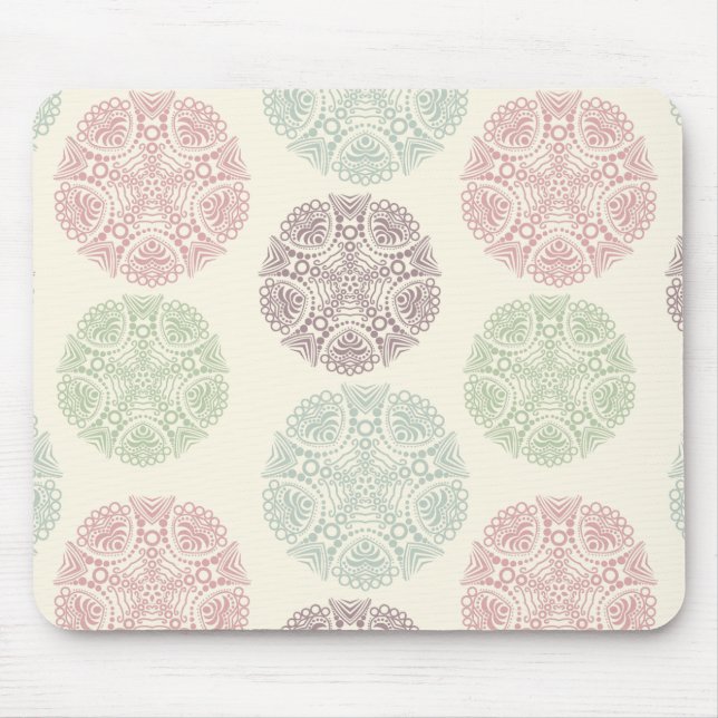 Tapis De Souris Motif de mandala couleur rose bleu pastel (Devant)