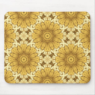 Tapis De Souris Motif de marguerite géométrique en Or de moutarde