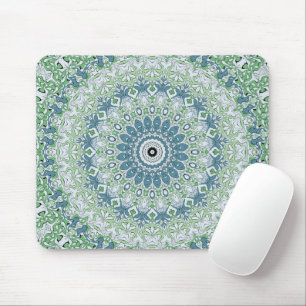 Tapis De Souris Motif de médaillon côtier bleu et vert