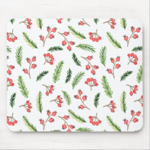 Tapis De Souris Motif de Mistletoe de Noël tiré à la main brillant