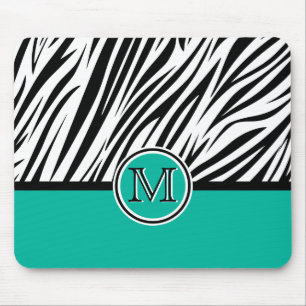 Tapis De Souris Motif de monogramme bleu turquoise
