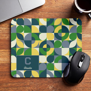 Tapis De Souris Motif de monogramme géométrique abstrait Bauhaus m