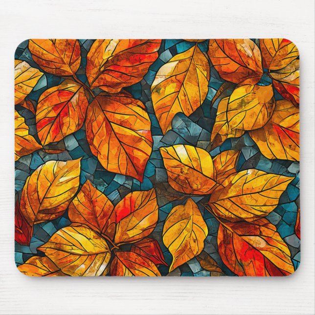 Tapis De Souris Motif de mosaïque d'automne (Devant)