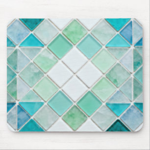 Tapis De Souris Motif de mosaïque en verre de mer géométrique