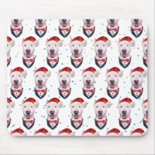 Tapis De Souris Motif de Noël avec un joli chien Bull Terrier