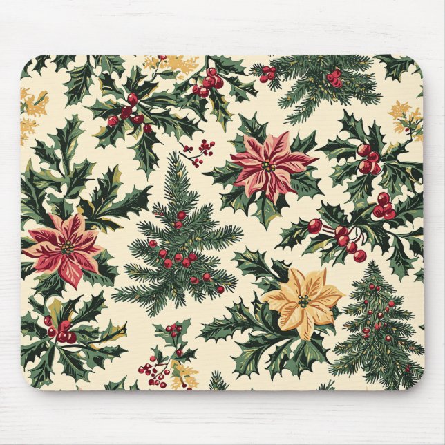 Tapis De Souris Motif de Noël floral de Poinsettia (15) (Devant)