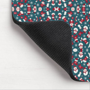 Tapis De Souris Motif de Noël rouge et bleu