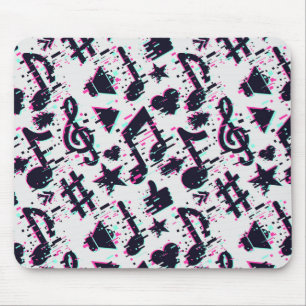 Tapis De Souris Motif de notes musicales et de coeurs déformés