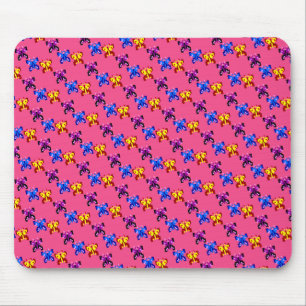Tapis De Souris Motif de papillon pixel mignon sur fond rose vif